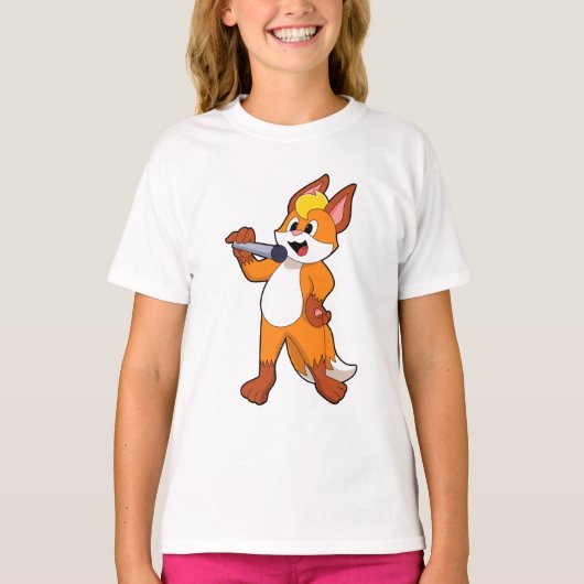 Fox als zanger met microfoon t-shirt (Voorkant)