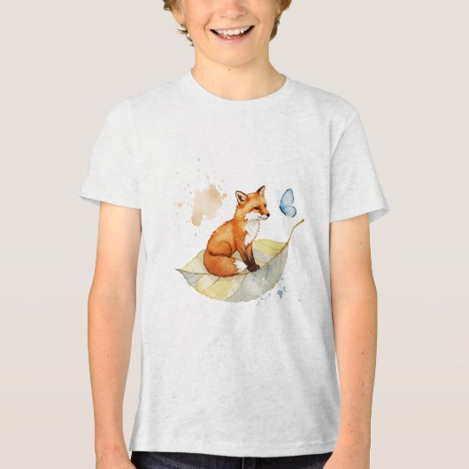  Fox and a butterfly  Tri-Blend Shirt (Voorkant)
