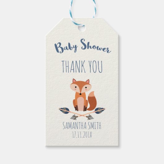 Fox and Arrows Baby shower Gift Label Cadeaulabel (Voorkant)
