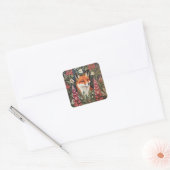 Fox and Foxglove Bloemen William Morris Geïnspiree Vierkante Sticker (Envelop)