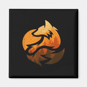 Fox Animal Design Gifts met Natuur Trees Hunting Magneet