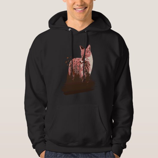 fox animals forest trees birds hoodie (Voorkant)