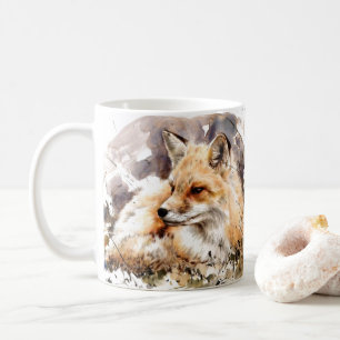 Fox art aquarel mok, vossenliefhebber cadeau wilde koffiemok