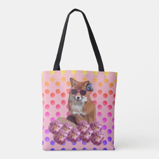 Fox Art en stippen en stippen Canvas tas (Achterkant)