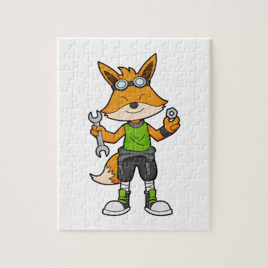Fox as Mechanic with Wrench & Nut Legpuzzel (Verticaal)