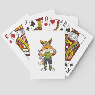 Fox as Mechanic with Wrench & Nut Pokerkaarten
