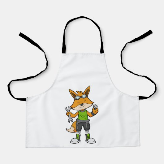 Fox as Mechanic with Wrench & Nut Schort (Voorkant)