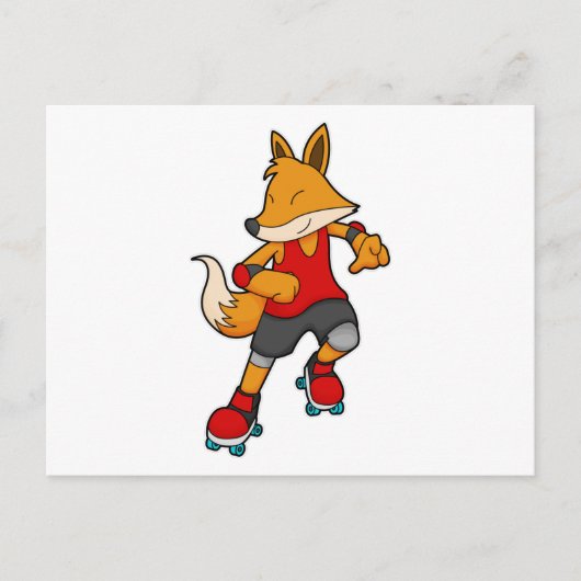 Fox as Skater with Roller skates Briefkaart (Voorkant)