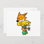 Fox as Skater with Roller skates Briefkaart (Voorkant / Achterkant)