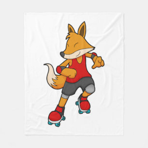 Fox as Skater with Roller skates Fleece Deken