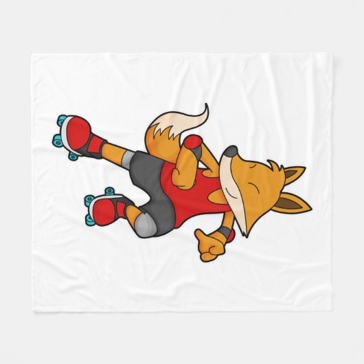 Fox as Skater with Roller skates Fleece Deken (Voorkant (Horizontaal))