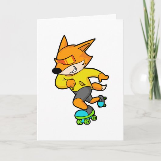 Fox as Skater with Roller skates Kaart (Voorkant)