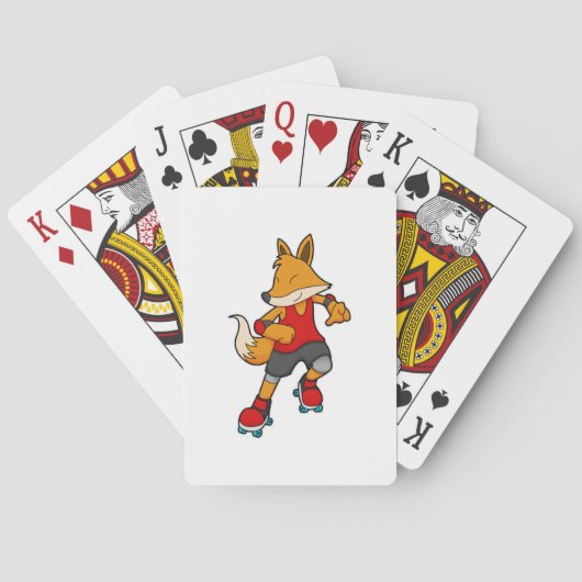 Fox as Skater with Roller skates Pokerkaarten (Achterkant)