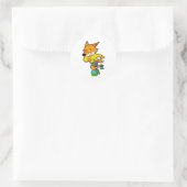Fox as Skater with Roller skates Ronde Sticker (Tas)
