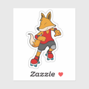 Fox as Skater with Roller skates Sticker