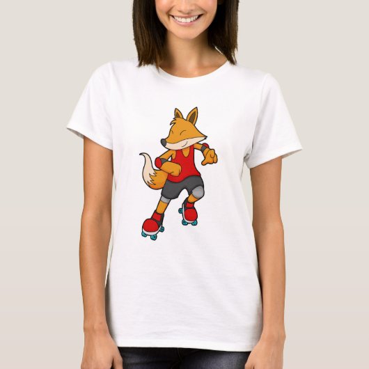 Fox as Skater with Roller skates T-shirt (Voorkant)