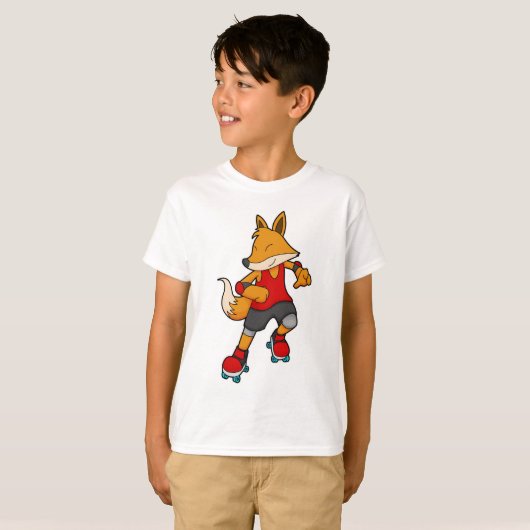 Fox as Skater with Roller skates T-shirt (Voorkant volledig)
