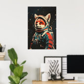 Fox Astronaut Poster, Fox Retro Print, Fox Poster (Thuiskantoor)