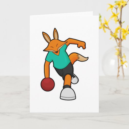 Fox at Bowling with Bowling ball Kaart (Gele Bloem)
