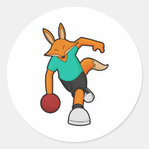 Fox at Bowling with Bowling ball Ronde Sticker