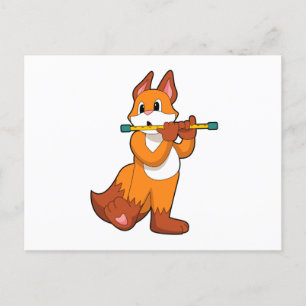 Fox at Music with Flute.PNG Briefkaart