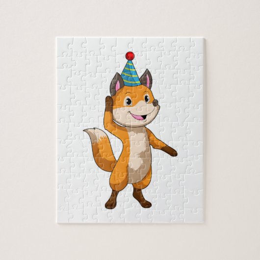 Fox at Party with Party hat Legpuzzel (Verticaal)