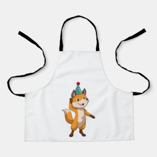 Fox at Party with Party hat Schort
