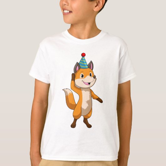Fox at Party with Party hat T-shirt (Voorkant)