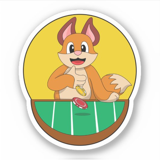 Fox at Poker with Poker chips Sticker (Voorkant)