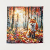 Fox Autumn Forest-Waterverf Wandkleed (Voorkant)