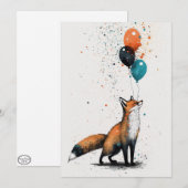 Fox avec Balloon et Casquette de fête Carte de voe (Devant / Derrière)