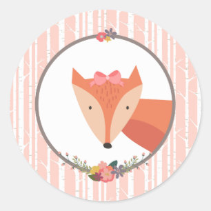 Fox Baby Meisje Ronde Sticker