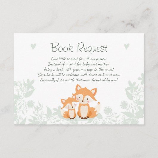 Fox Baby shower Apportez une carte de livre Woodla (Devant)