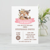 Fox Baby shower bébé fille invitation (Debout devant)
