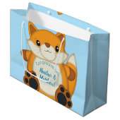 Fox Baby shower Blue Groot Cadeauzakje (Voorkant Gekanteld)