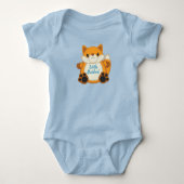 Fox Baby shower Blue Romper (Voorkant)