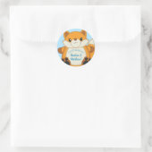 Fox Baby shower Blue Ronde Sticker (Tas)