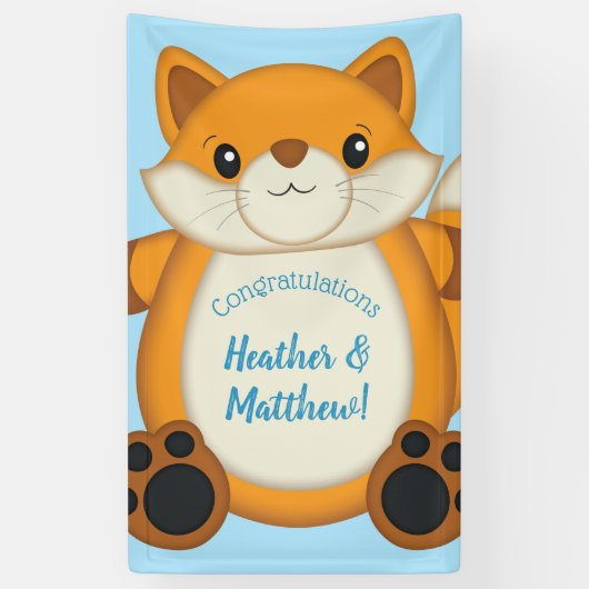 Fox Baby shower Blue Spandoek (Verticaal)