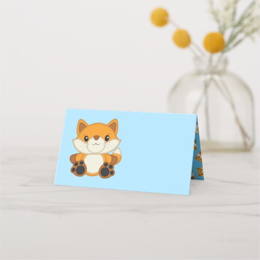 Fox Baby shower Blue Woodland (Voorkant)