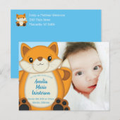 Fox Baby shower Blue Woodland Briefkaart (Voorkant / Achterkant)