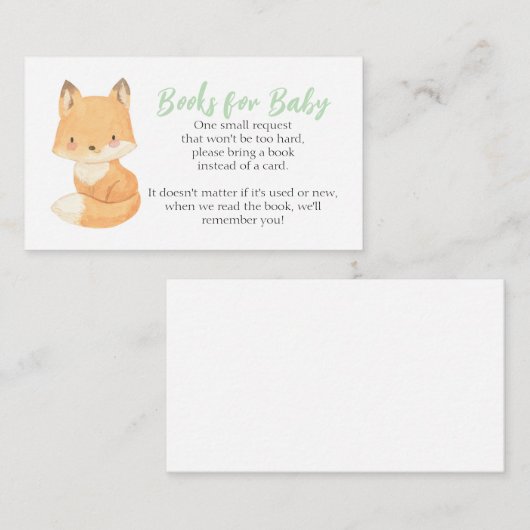 Fox Baby shower Book Request Informatiekaartje (Voorkant / Achterkant)