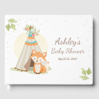 Fox Baby shower gastenboek Teepee pow wow Woodland