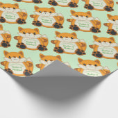 Fox Baby shower Green Cadeaupapier (Hoek)