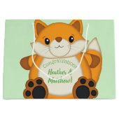 Fox Baby shower Green Groot Cadeauzakje (Voorkant)