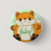 Fox Baby shower Green Ronde Button 3,2 Cm (Voorkant)