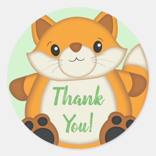Fox Baby shower Green Ronde Sticker (Voorkant)
