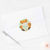 Fox Baby shower Green Ronde Sticker (Envelop)