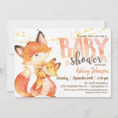 Fox Baby shower invitation Genre Neutral Woodland (Devant)