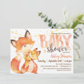 Fox Baby shower invitation Genre Neutral Woodland (Debout devant)