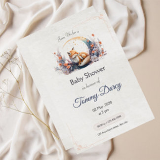 Fox Baby shower Invitation - Woodland Theme Kaart